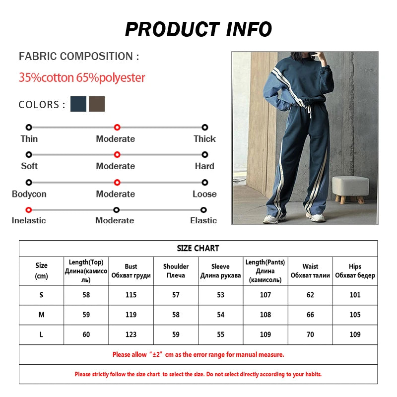 Casual Blue Patchwork O-Neck Long Sleeve & Drawstring Sweatpants Set