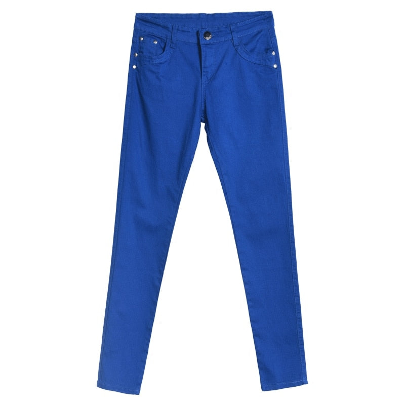 Fashion Cute Candy Color Pencil Pant w/Stretch Cotton Slim Waist for Casual Office Work Trouser