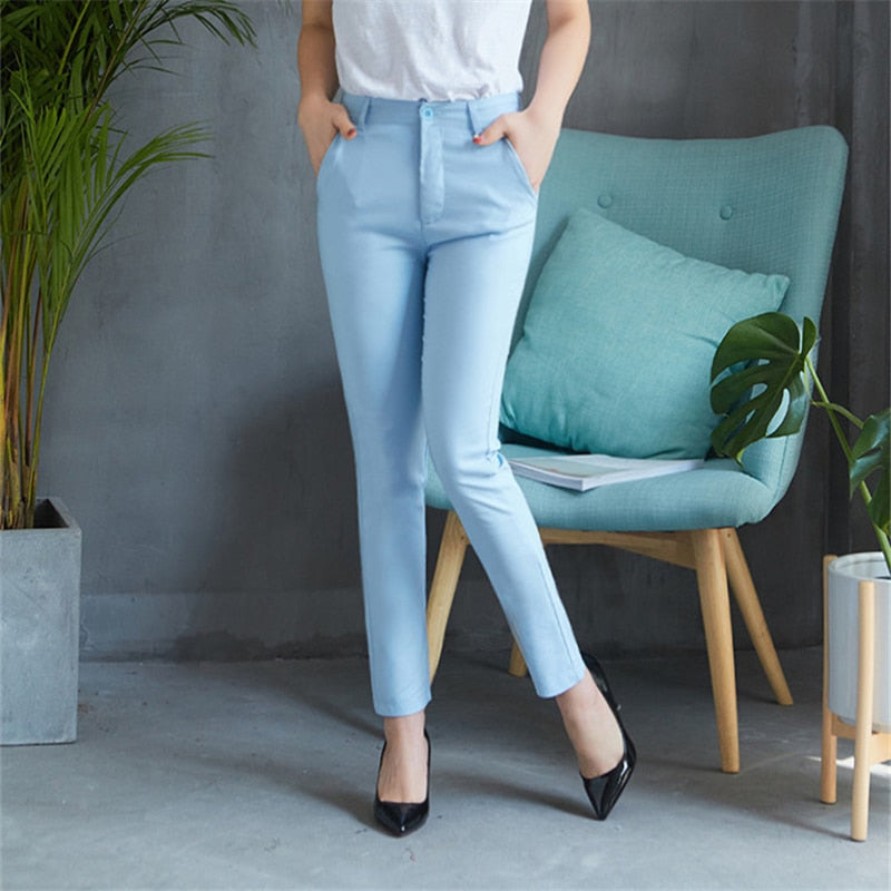 Fashion Cute Candy Color Pencil Pant w/Stretch Cotton Slim Waist for Casual Office Work Trouser