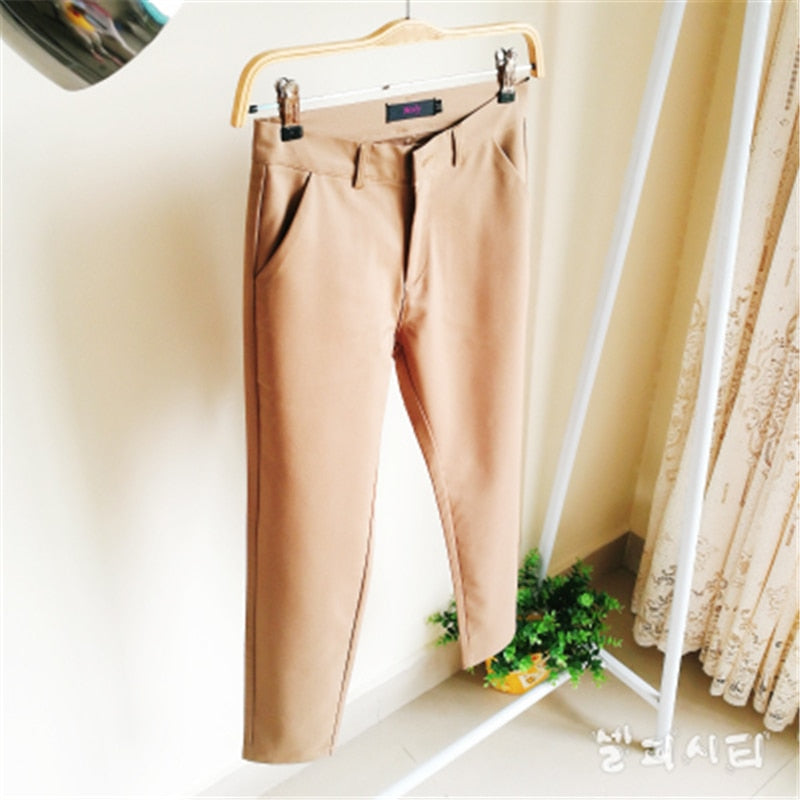 Fashion Cute Candy Color Pencil Pant w/Stretch Cotton Slim Waist for Casual Office Work Trouser