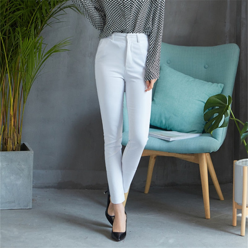 Fashion Cute Candy Color Pencil Pant w/Stretch Cotton Slim Waist for Casual Office Work Trouser