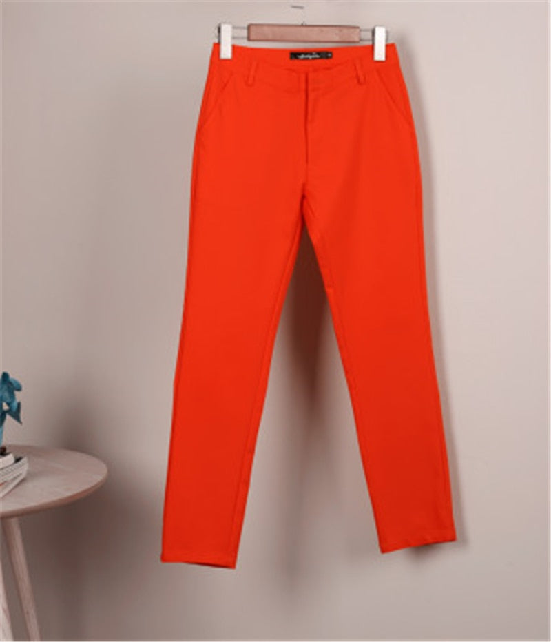 Fashion Cute Candy Color Pencil Pant w/Stretch Cotton Slim Waist for Casual Office Work Trouser