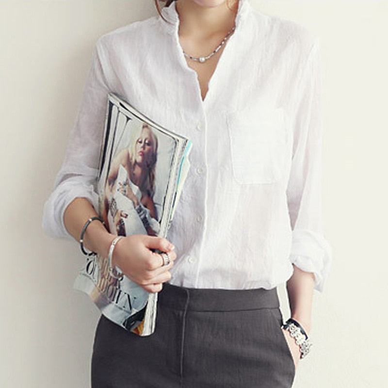 Women's Fashion Summer Linen Long Sleeve Top