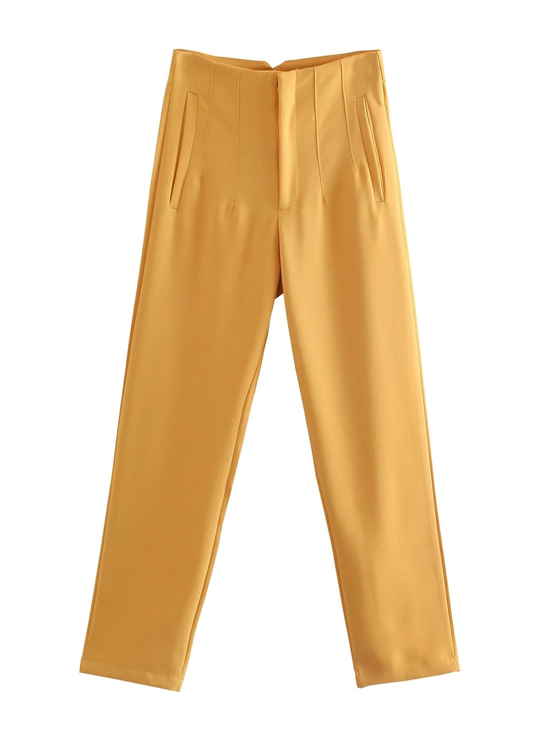 Women's Chic Fashion Office Wear Straight Pants w/Vintage High Waist Zipper Fly