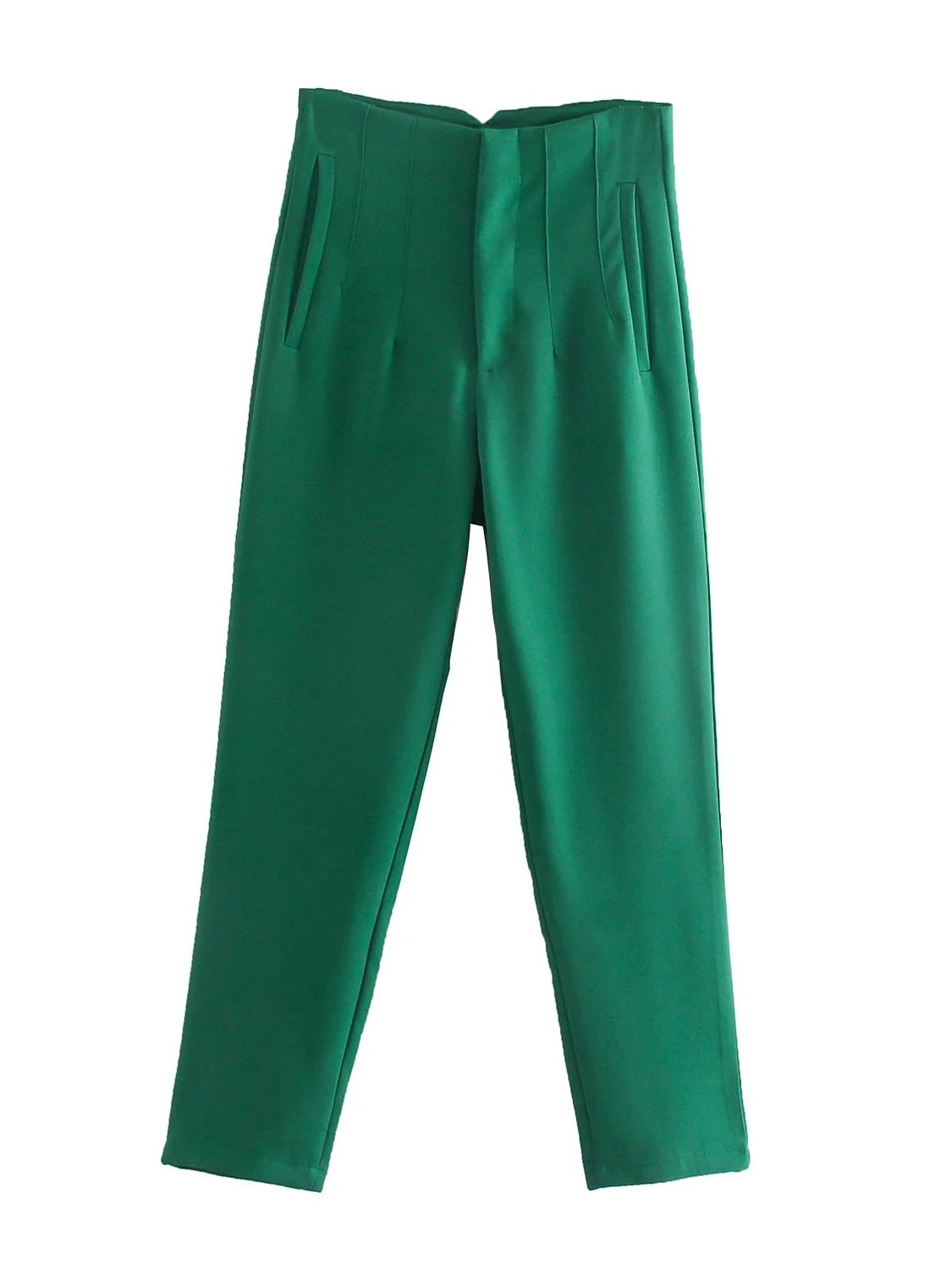 Women's Chic Fashion Office Wear Straight Pants w/Vintage High Waist Zipper Fly