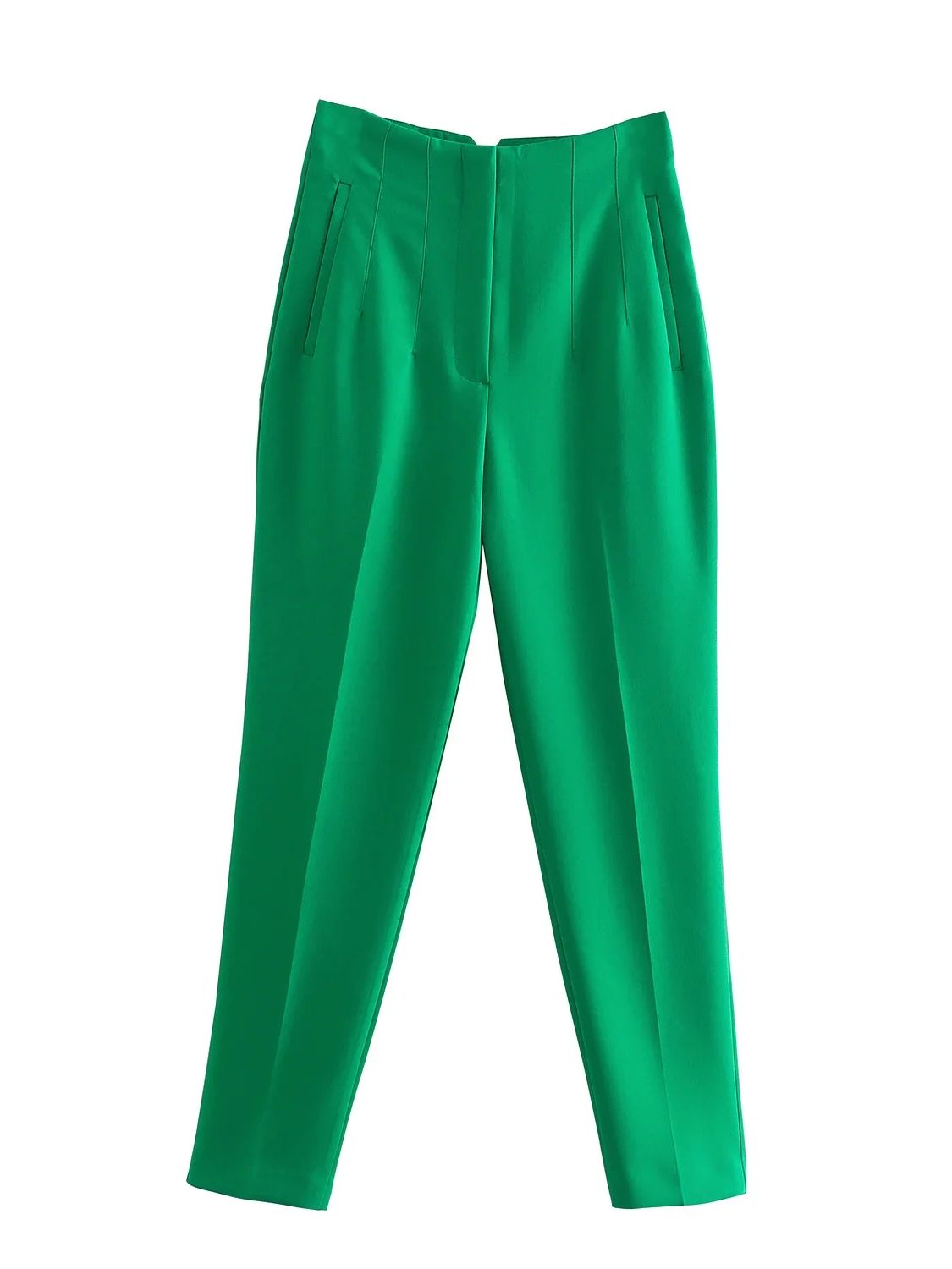 Women's Chic Fashion Office Wear Straight Pants w/Vintage High Waist Zipper Fly