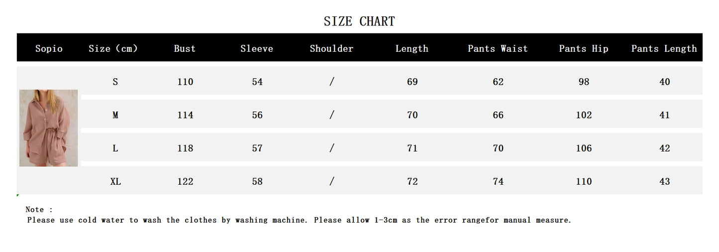Long Sleeve Shirt And Loose High Waist Mini Shorts Sets Summer Loungewear Women's Pajamas