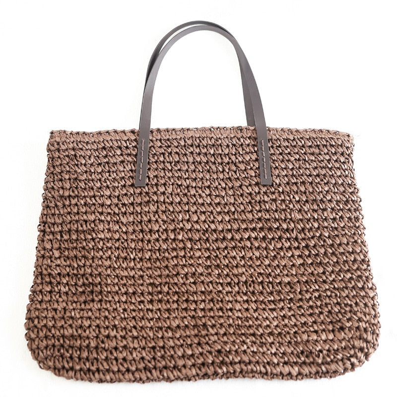 Casual Rattan Large Capacity Tote Wicker Woven Wooden Handbag for Summer