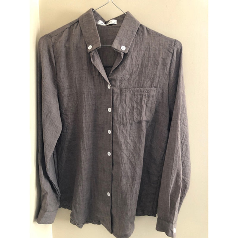 Women's Fashion Summer Linen Long Sleeve Top