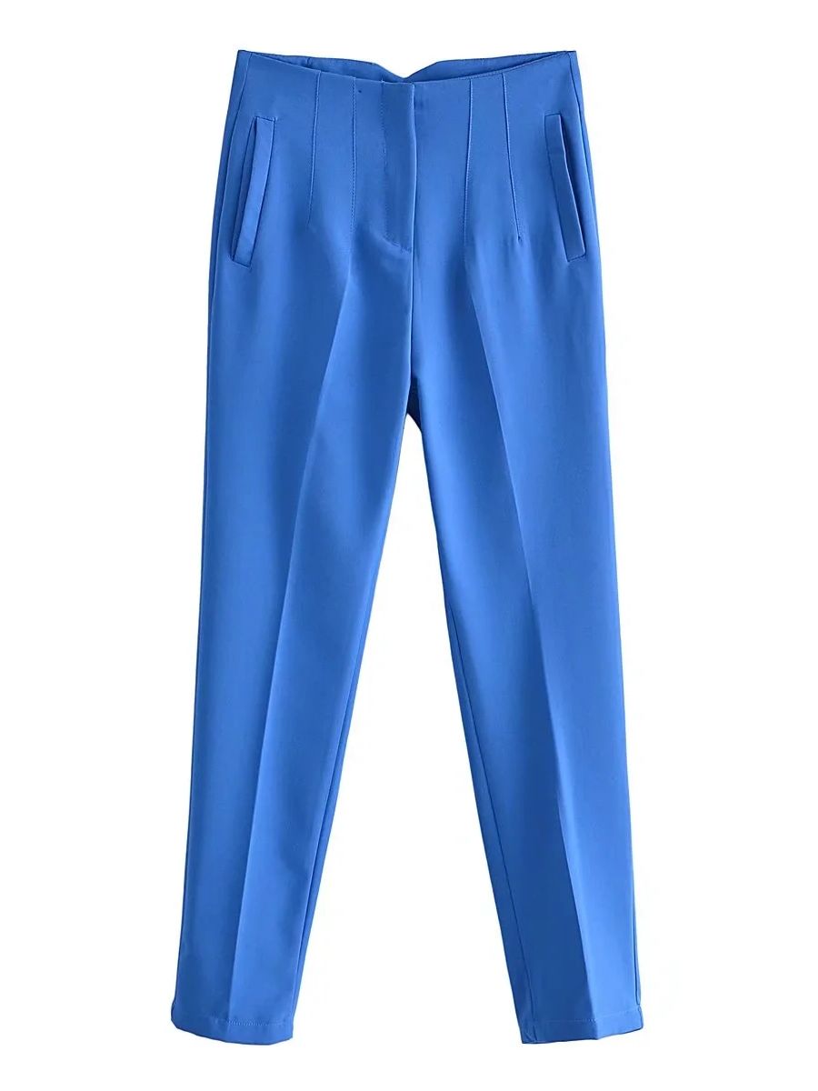 Women's Chic Fashion Office Wear Straight Pants w/Vintage High Waist Zipper Fly