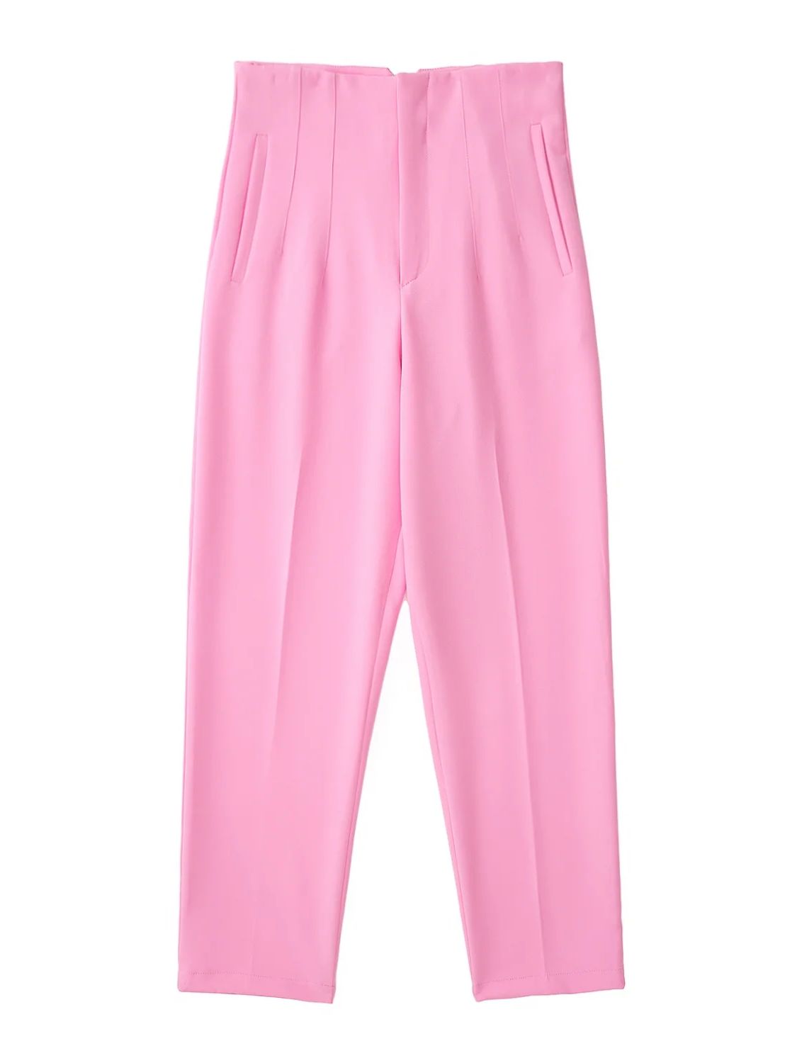 Women's Chic Fashion Office Wear Straight Pants w/Vintage High Waist Zipper Fly