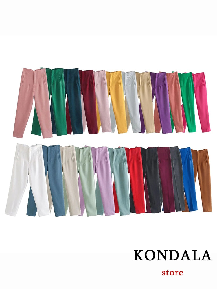 Women's Chic Fashion Office Wear Straight Pants w/Vintage High Waist Zipper Fly