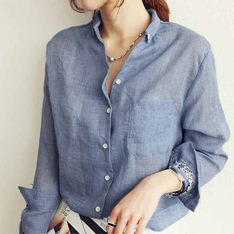 Women's Fashion Summer Linen Long Sleeve Top