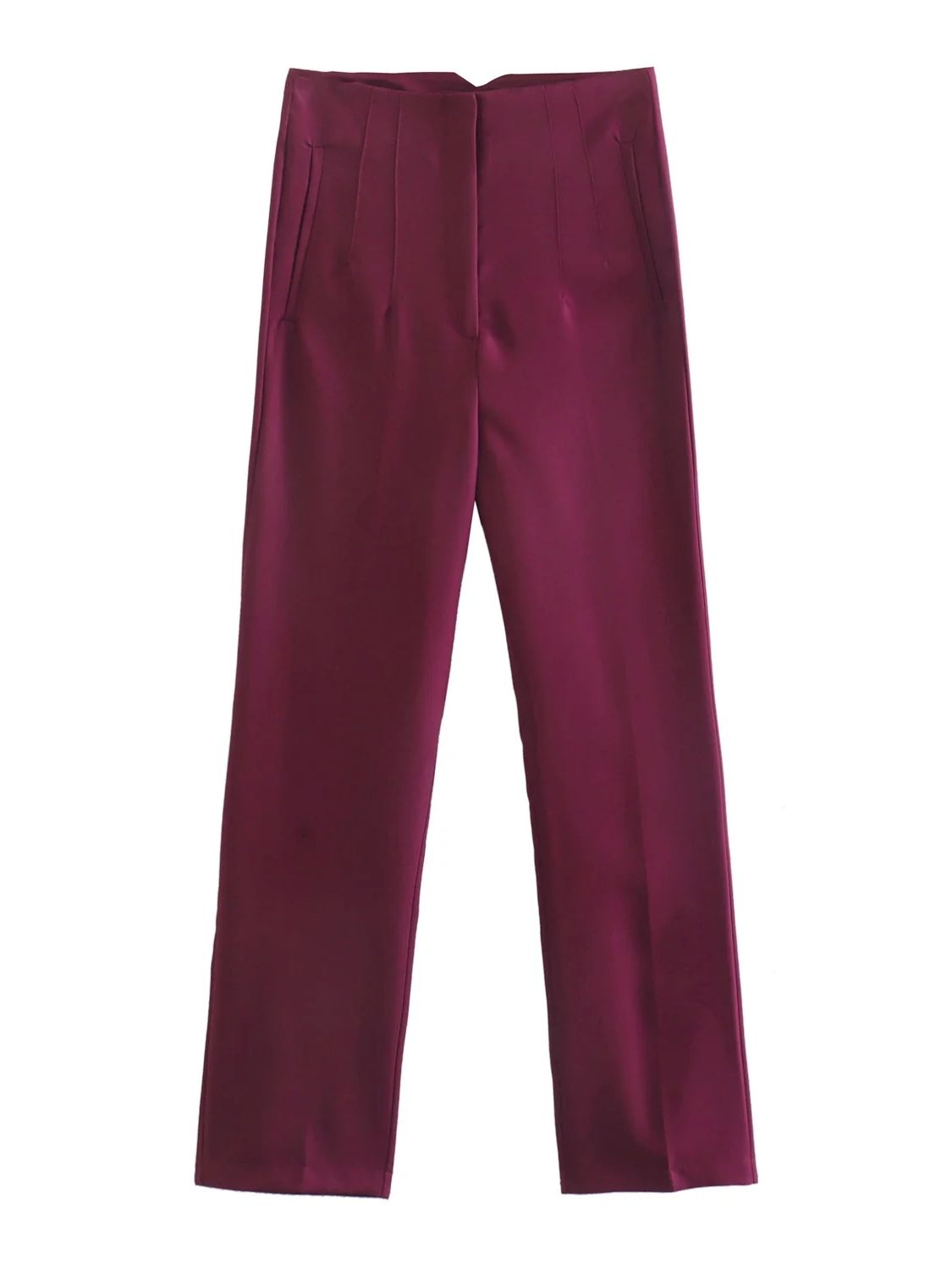 Women's Chic Fashion Office Wear Straight Pants w/Vintage High Waist Zipper Fly
