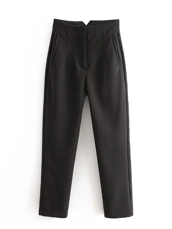 Women's Chic Fashion Office Wear Straight Pants w/Vintage High Waist Zipper Fly