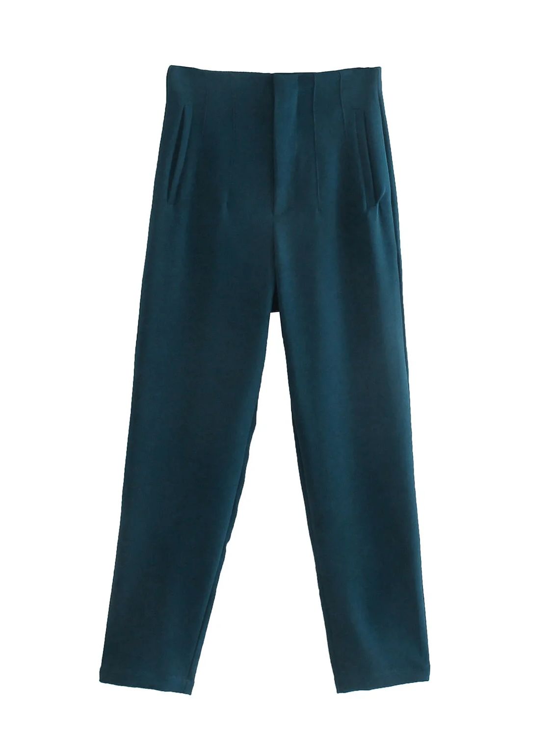 Women's Chic Fashion Office Wear Straight Pants w/Vintage High Waist Zipper Fly