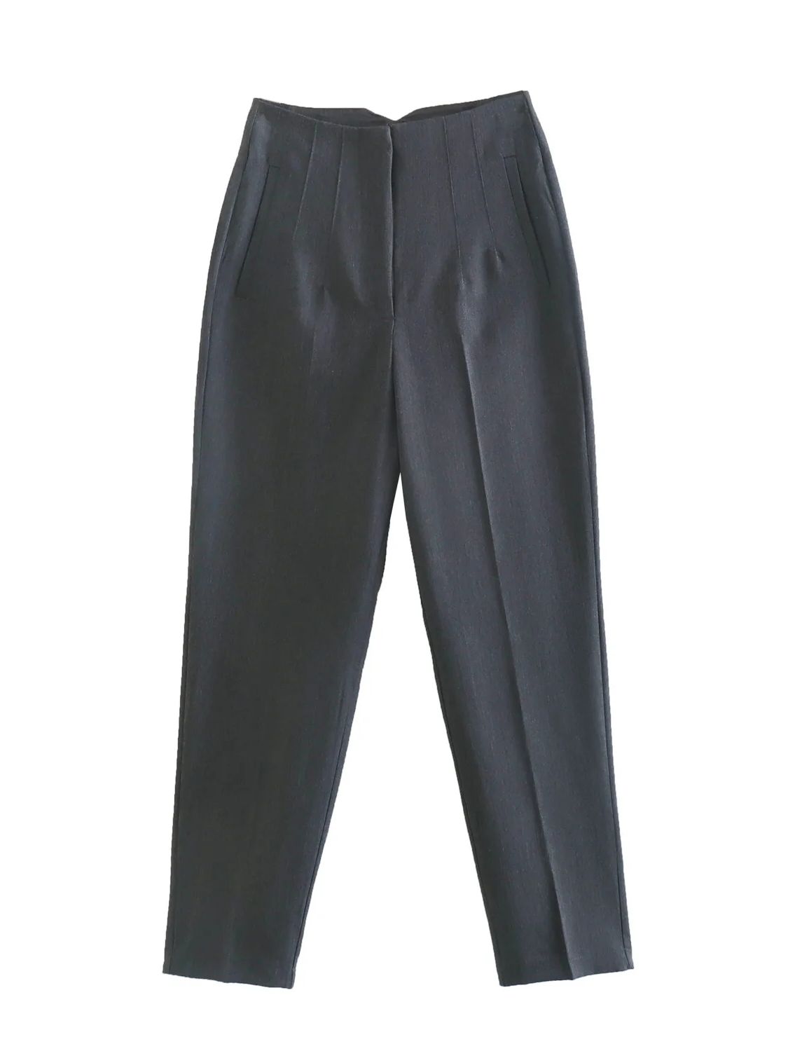 Women's Chic Fashion Office Wear Straight Pants w/Vintage High Waist Zipper Fly
