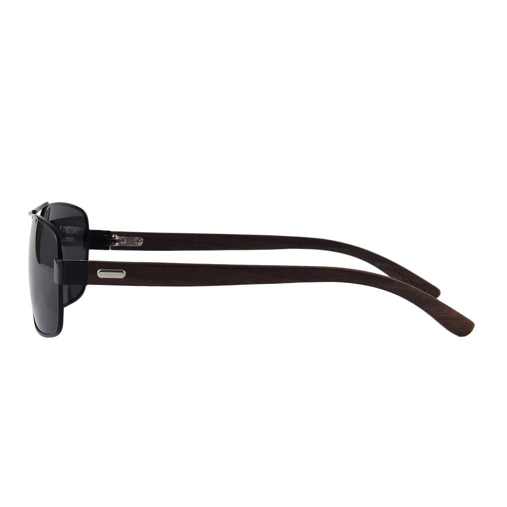 Real Ebony Wood Black Frame Slim Aviators