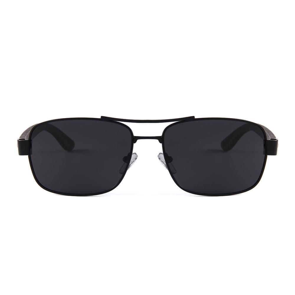 Real Ebony Wood Black Frame Slim Aviators