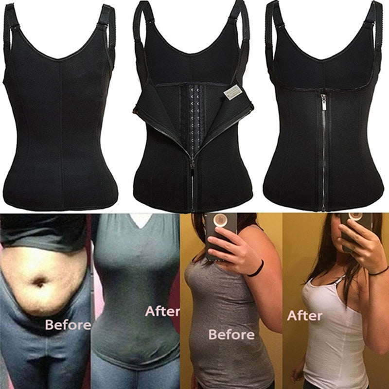 Women's Waist Trainer Corset with Zipper Vest & Body Shaper Cincher Tank Top