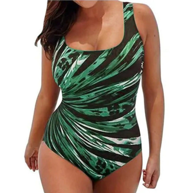Sexy Striped One Piece Curvy Swimsuit