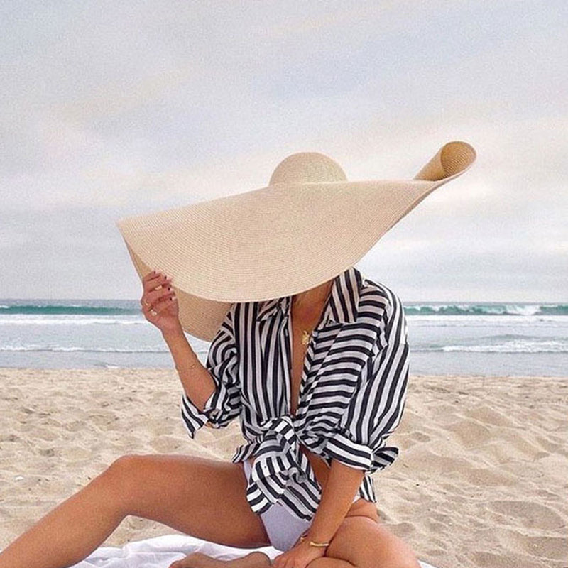 Summer 9.8in Large Wide Brim Foldable Sun Hat