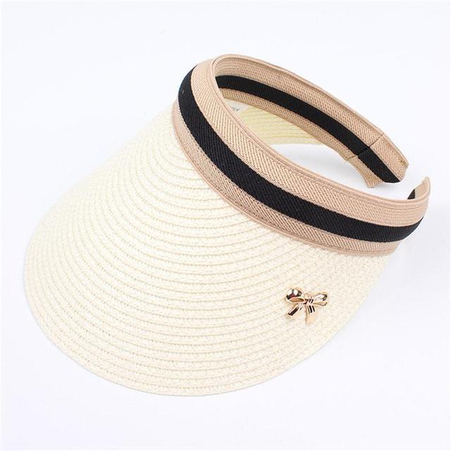 Sun Hats Hand Made DIY Straw Bowknot Visor Caps
