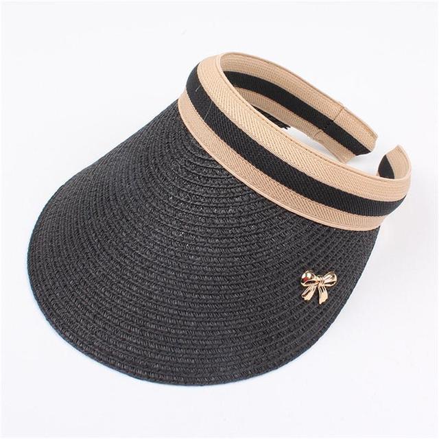 Sun Hats Hand Made DIY Straw Bowknot Visor Caps