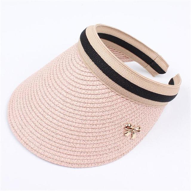 Sun Hats Hand Made DIY Straw Bowknot Visor Caps
