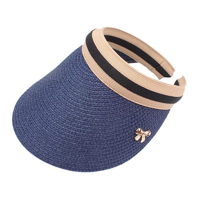 Sun Hats Hand Made DIY Straw Bowknot Visor Caps