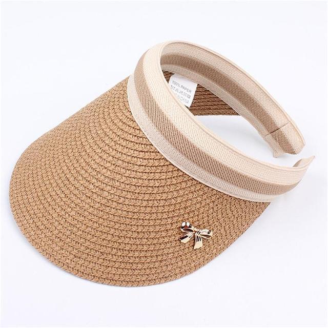 Sun Hats Hand Made DIY Straw Bowknot Visor Caps