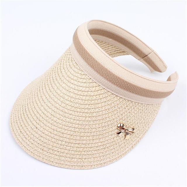 Sun Hats Hand Made DIY Straw Bowknot Visor Caps