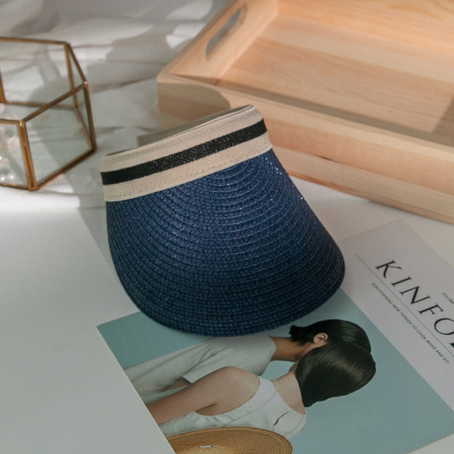 Sun Hats Hand Made DIY Straw Bowknot Visor Caps