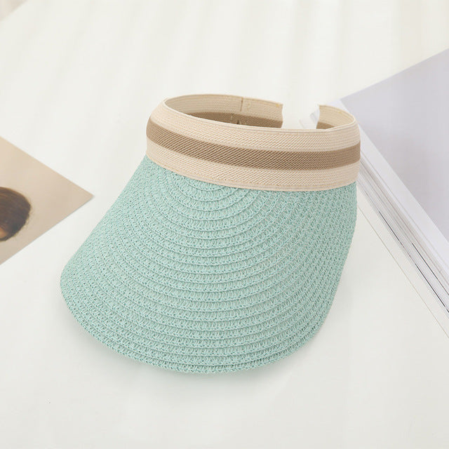 Sun Hats Hand Made DIY Straw Bowknot Visor Caps