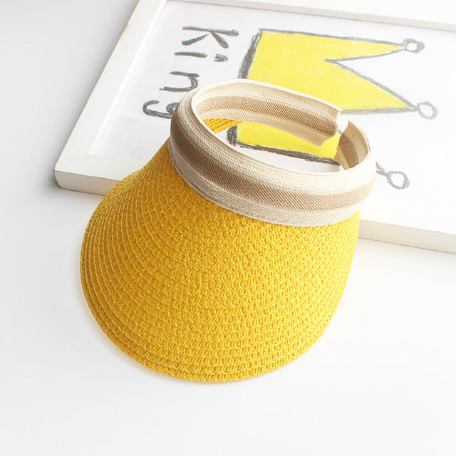 Sun Hats Hand Made DIY Straw Bowknot Visor Caps