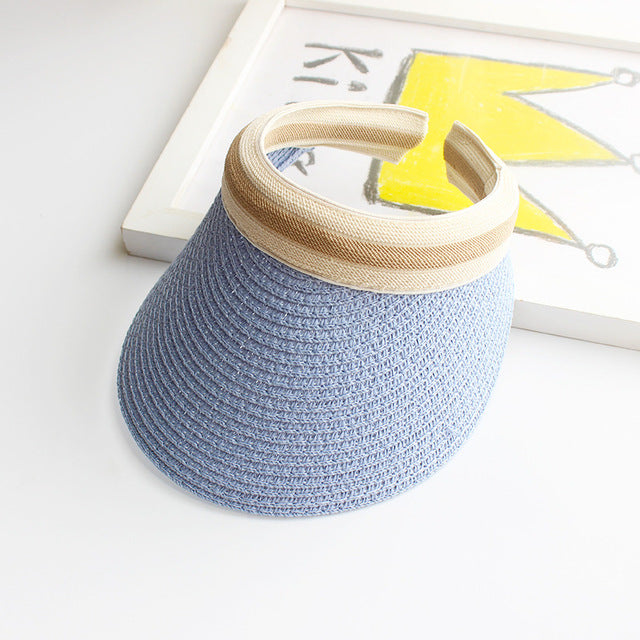 Sun Hats Hand Made DIY Straw Bowknot Visor Caps