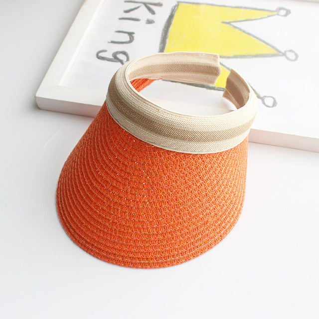 Sun Hats Hand Made DIY Straw Bowknot Visor Caps