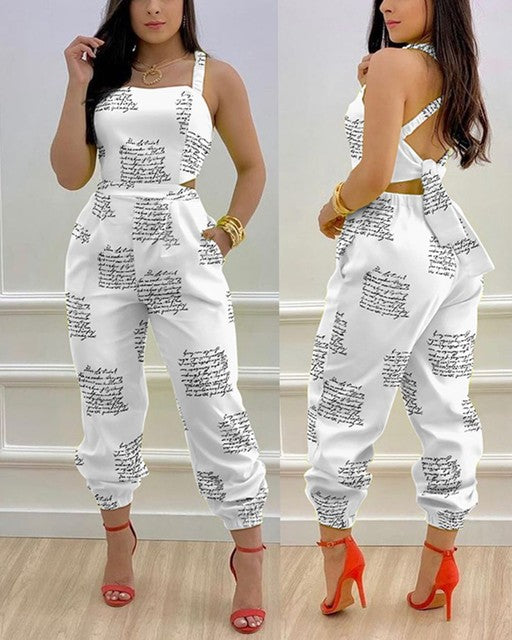 Crisscross Lace Up Details Backless Jumpsuit
