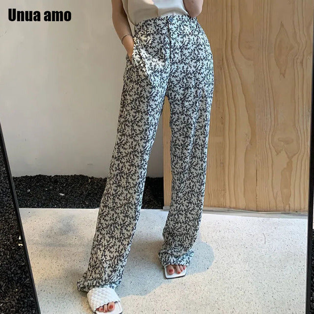Geometric Print Boho Style Elastic High Waist Wide Leg Pant