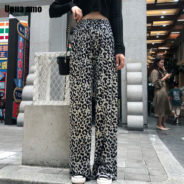 Geometric Print Boho Style Elastic High Waist Wide Leg Pant