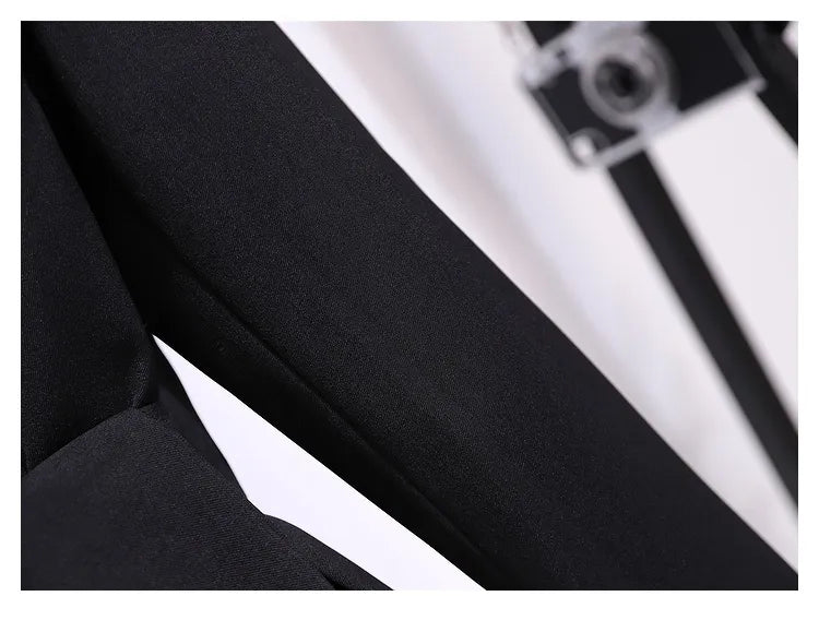 New Fashion Women Clothing Suit Skirt Jacket Belt Waist Slim Suit Women Blazer Long Coat Black Blazers