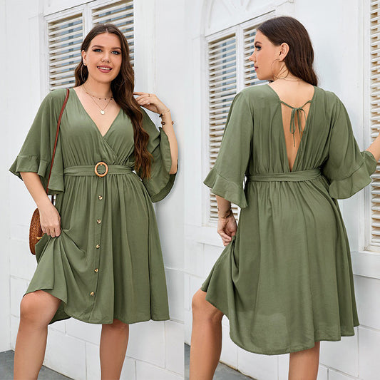 Casual Curvy Size Loose Backless Long Dress