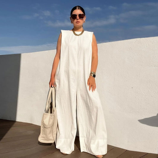 Women's Sleeveless Straight Wide Leg Jumpsuit from Streetwear to Elegant Chic Loose One Piece