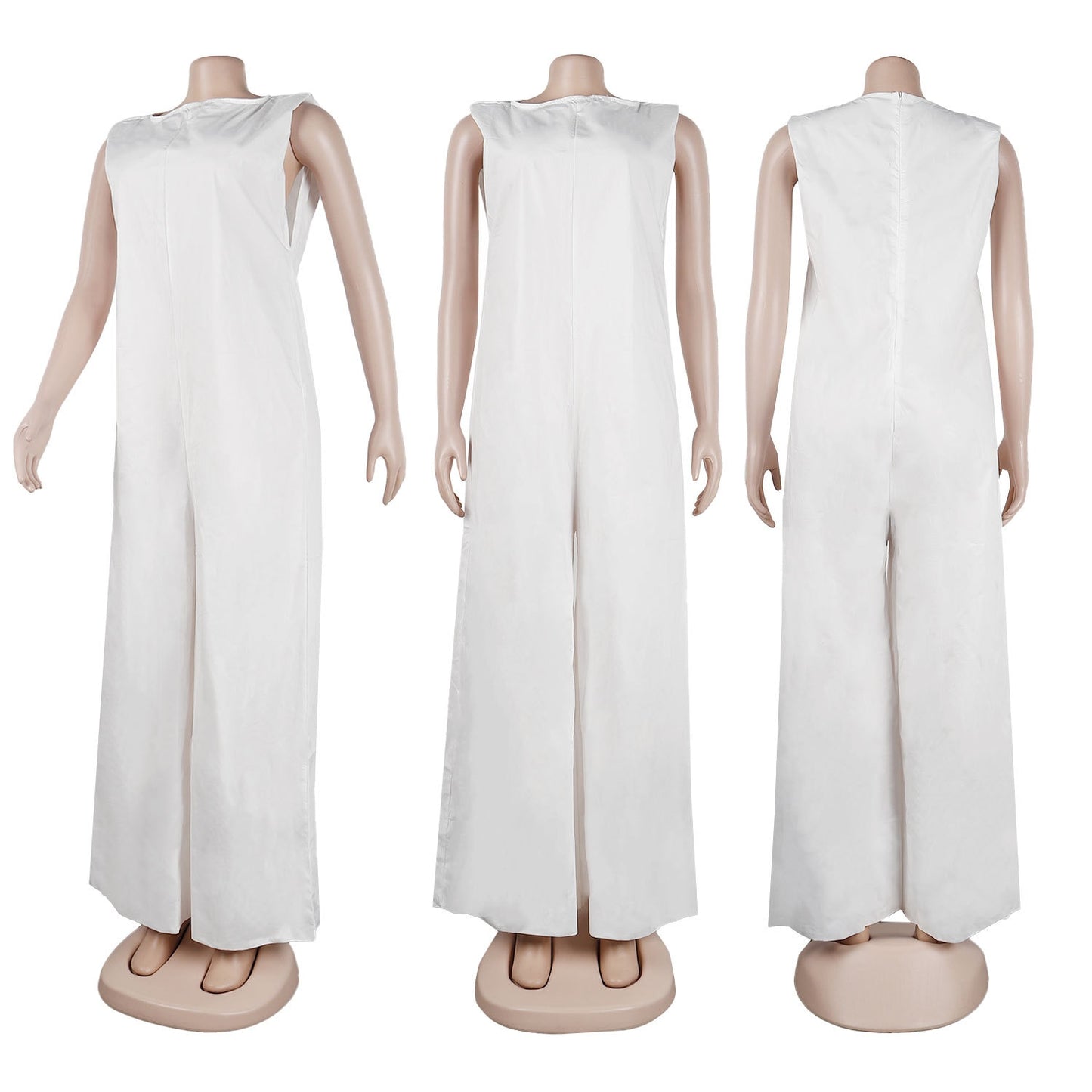 Women's Sleeveless Straight Wide Leg Jumpsuit from Streetwear to Elegant Chic Loose One Piece