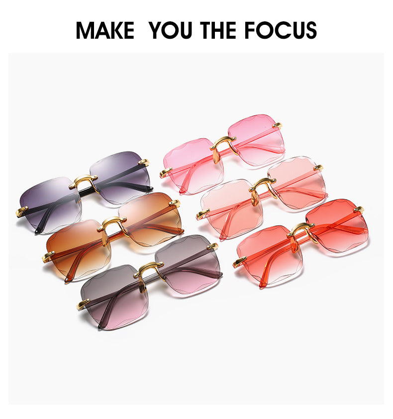 Square Rimless Fashion Sunglasses UV400 Shades Oculos