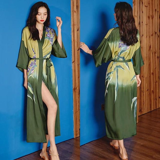 Print Nightwear Women's Satin Kimono Robe