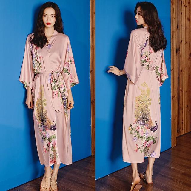 Print Nightwear Women's Satin Kimono Robe