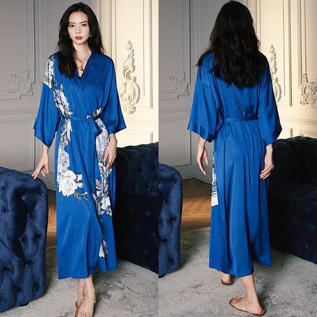 Print Nightwear Women's Satin Kimono Robe