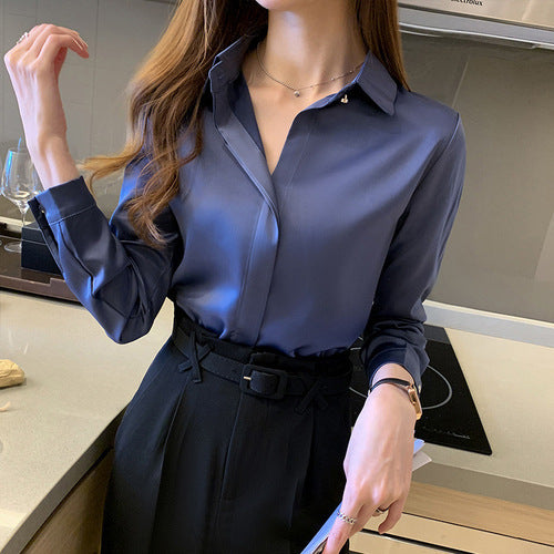 Silk Shirt Long Sleeve Fashion Blouse