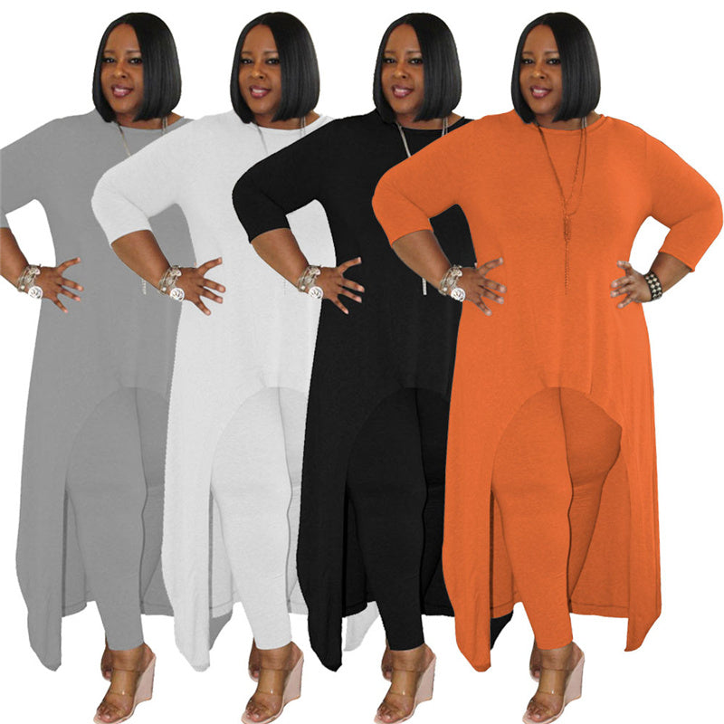 Curvy Women's Two Piece Set Loungewear Stretchy Outfits